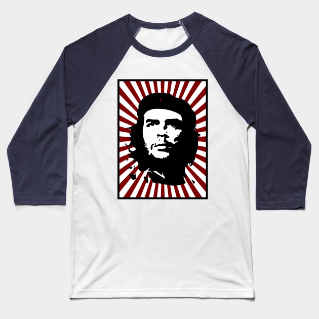 Che Series: Che Guevara with Radiant Background Baseball T-Shirt by Jarecrow 